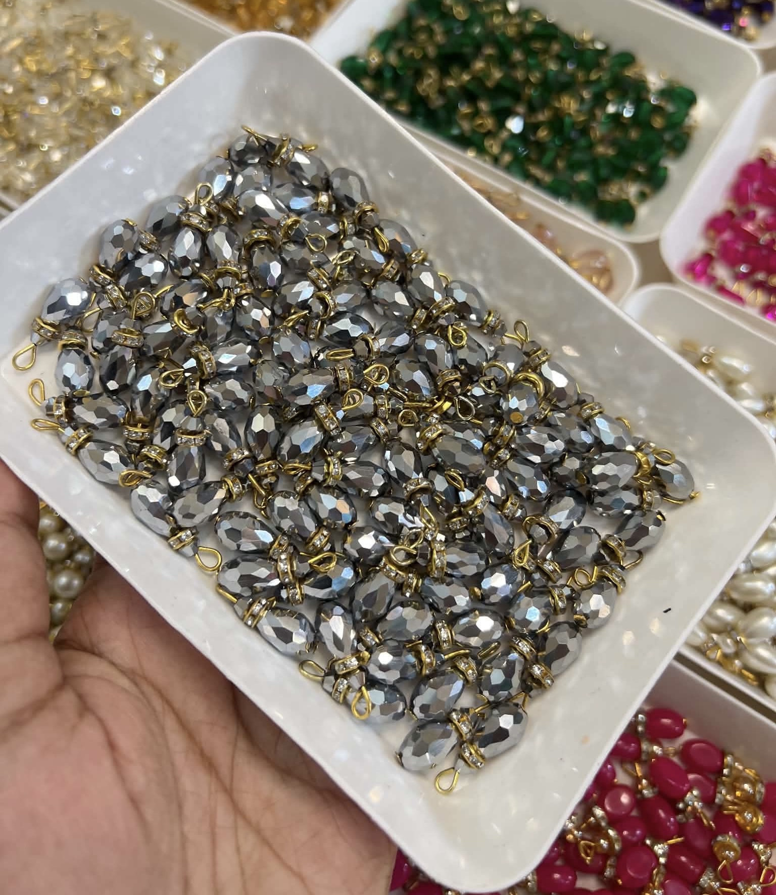 Crystal Tarsel silver 10 pcs